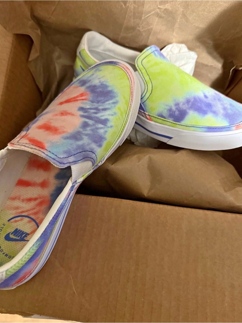 Women’s Slip- On Canvas Shoes - Tie-Dye Lime, Purple & Coral